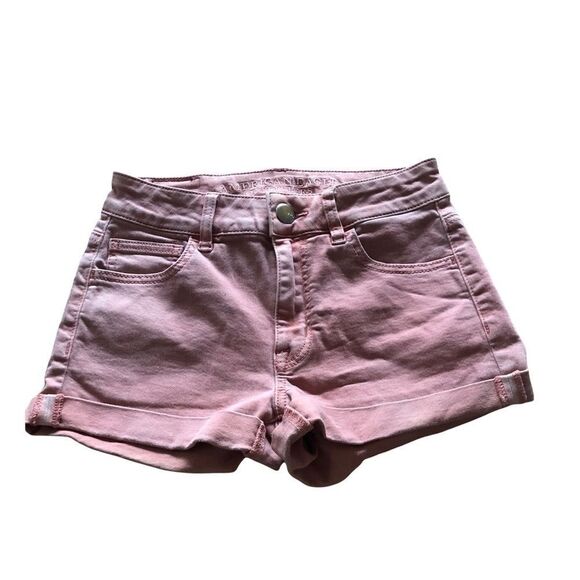 Women's American Eagle High Rise Shorty Peach Orange Jean Shorts - Picture 1 of 9